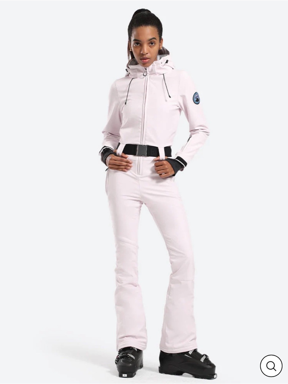 Ski & Snow Women's Pale Pink Hooded One-Piece Snow Suit